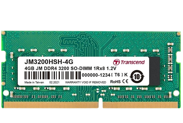 RAM Transcend 4GB JM DDR4 3200 SO-DIMM 1Rx8 512Mx8 CL22 1.2V