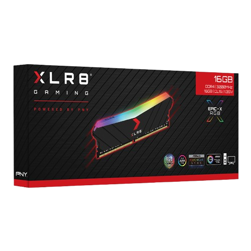 Ram PNY XLR8 RGB 16GB DDR4, 3200MHz Black (1x16GB) MD16GD4320016XRGB