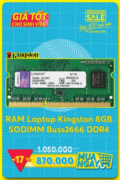 Bộ Nhớ Trong MTXT Kingston 8GB D4-2666S19 1Rx8 SODIMM (KVR26S19S8/8)