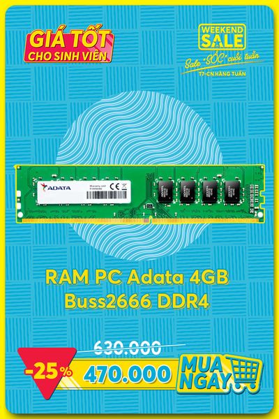RAM Adata 4Gb Buss 2666 DDR4 (AD4U2666J4G19-S)