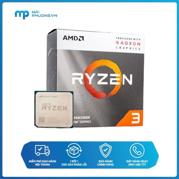 Bộ vi xử lý AMD Ryzen 3 3200G, with Wraith Stealth cooler/ 3.6 GHz/ 6MB / 4 cores 4 threads / Radeon Vega 8 /  65W / Socket AM4