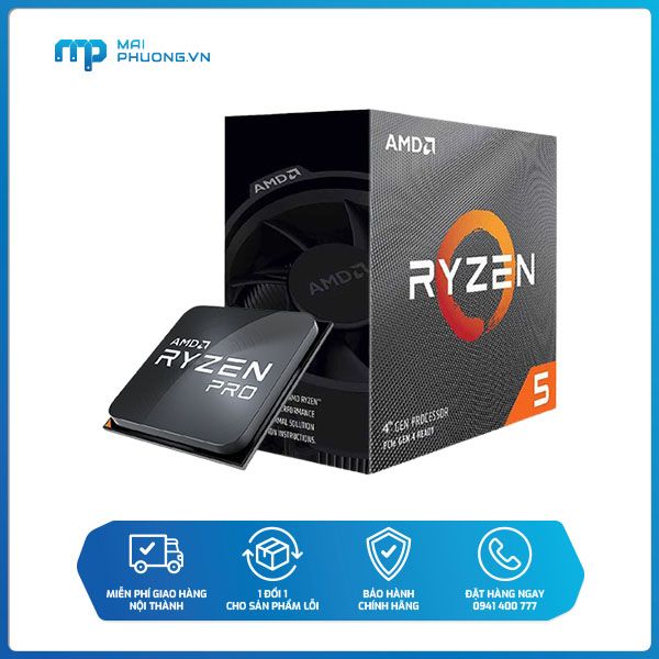 Bộ vi xử lý CPU AMD Ryzen 5 PRO 4650G, Wraith Stealth Cooler/ 3.7 GHz (4.2 GHz with boost) / 11MB/ 6 cores 12 threads / 65W / Socket AM4