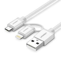 Cáp sạc 2 in 1 USB to micro + lightning 1M Ugreen 20748