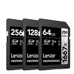 Thẻ nhớ SD Lexar Profes. 1667x SDXC UHS-II U3 V30, 64GB/ 128GB/  256GB