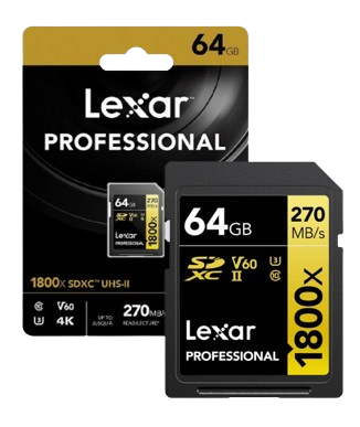 Thẻ nhớ SD Lexar Profes. 1800x SDXC UHS-II U3 V60, 64GB/  128GB/  256GB
