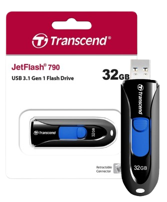 Ổ cứng di động 16GB/ 32GB/ 64GB/ 128GB JetFlash 790K USB 3.0/3.1 Transcend (Đen)