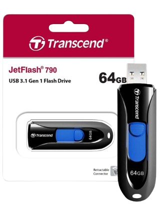 Ổ cứng di động 16GB/ 32GB/ 64GB/ 128GB JetFlash 790K USB 3.0/3.1 Transcend (Đen)