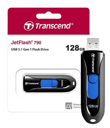 Ổ cứng di động 16GB/ 32GB/ 64GB/ 128GB JetFlash 790K USB 3.0/3.1 Transcend (Đen)