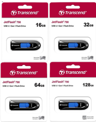 Ổ cứng di động 16GB/ 32GB/ 64GB/ 128GB JetFlash 790K USB 3.0/3.1 Transcend (Đen)