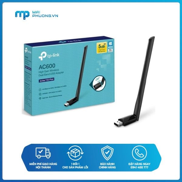 Thiết bị bắt sóng USB  Wifi TP-Link Archer T2U Plus AC600