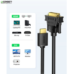 Cáp dữ liệu VIDEO DVI sang HDMI 1.4 dài 3M Ugreen 10136