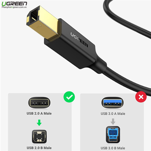 Cáp máy in USB 2.0 Ugreen 10352 5m Mạ vàng