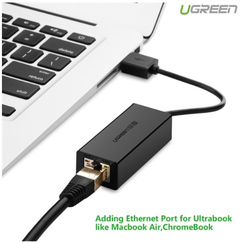 Bộ chuyển USB 2.0 to lan Ugreen 20254 màu đen