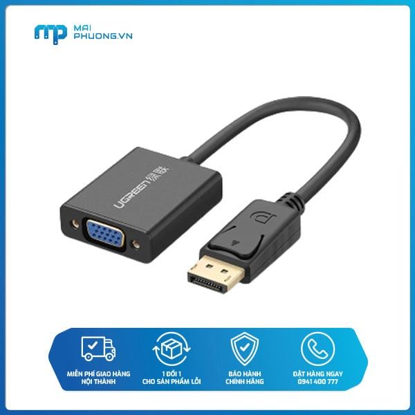 Cáp chuyển Displayport to VGA Ugreen 20414 (Vỏ Nhôm)