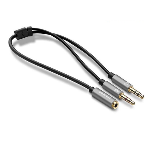 Dây audio 3.5mm (cái) to 2 đầu mic và tai nghe (đực), Ugreen 20899 xám