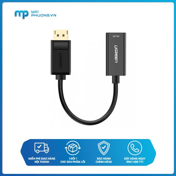 Bộ chuyển đổi DisplayPort to HDMI  Ugreen 40363 (hỗ trợ 4K/Đen)