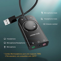 Bộ chuyển đổi USB 2.0 ra âm thanh 3.5mm (1 mic + 2 tai nghe ) Ugreen 40964