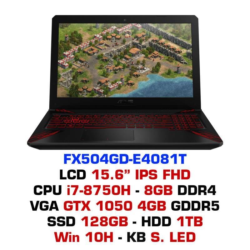 Laptop Asus FX504GD i7-8750H/8GB/128GB SSD+1TB/GTX1050 4GB/15.6/ E4081T