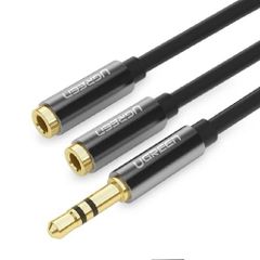 Dây audio 3.5mm Male chia 2 cổng 3.5mm đầu nhôm 20cm Av123 Ugreen 10780