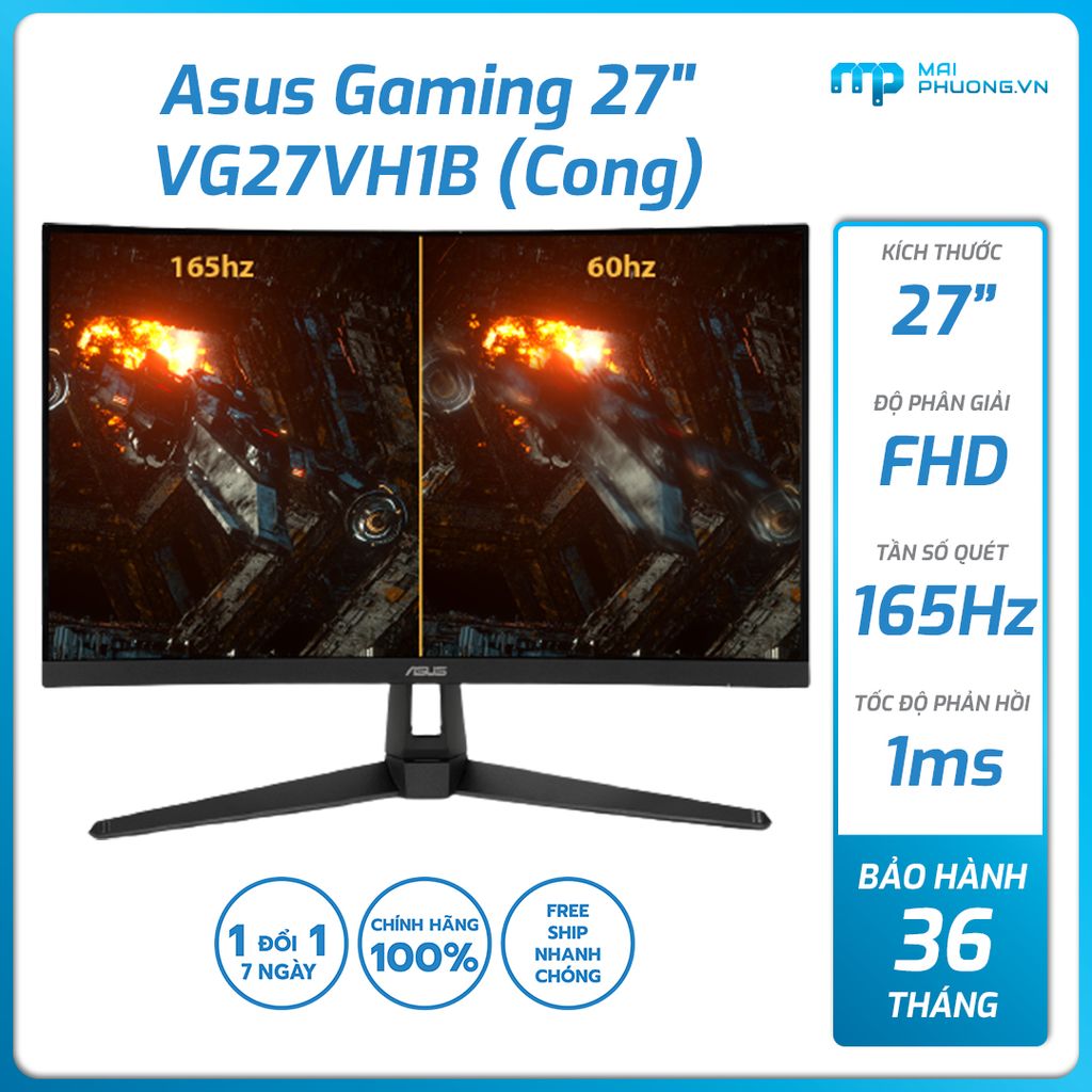 Màn hình Asus Gaming 27 inch VG27VH1B (27inch/FHD/VA/144Hz/1ms/250nits/HDMI+DSub+Audio)