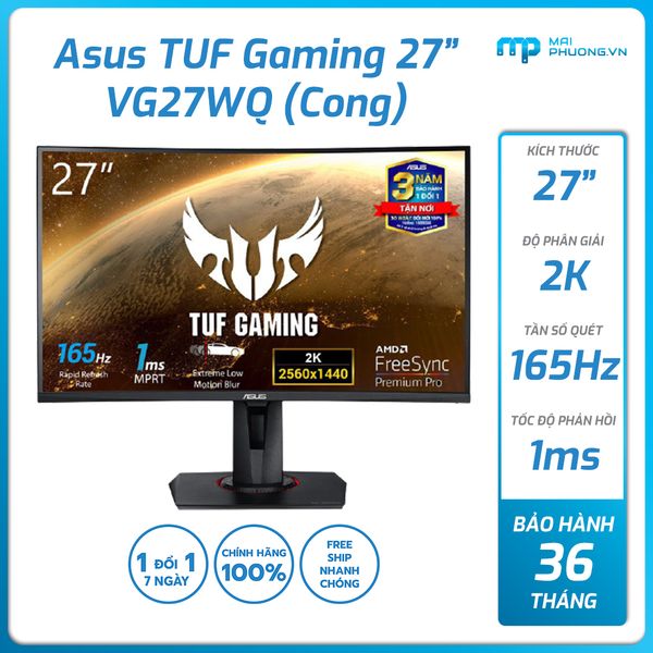 Màn hình cong Asus TUF Gaming VG27WQ 27 inch / WQHD/ 165Hz DisplayHDR™ 400