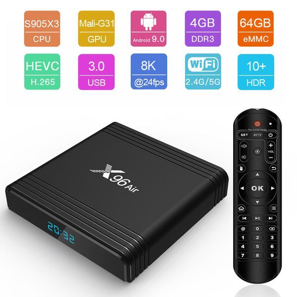 TV BOX ENYBOX X96 AIR - AMLOGIC S905X3 - RAM 4GB - ROM 64G - ANDROID 9.0