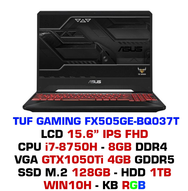 Laptop Asus FX505GE i7-8750H/8GB/128GB SSD+1TB/GTX1050Ti-4GB/15.6