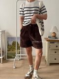  NOOBITA - Quần shorts ống rộng chất nhung tăm 8011 