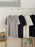 NOOBITA - Áo thun henley tay ngắn trơn 8361 