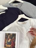  NOOBITA - Áo thun henley tay ngắn trơn 8361 
