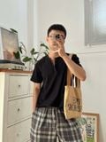  NOOBITA - Áo thun henley tay ngắn trơn 8361 