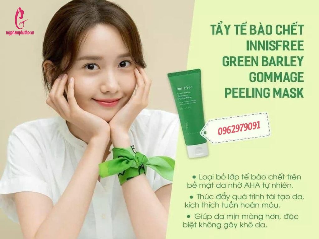 công dụng Tẩy Da Chết Innisfree Lúa Mạch Green Barley Gommage Peeling Mask