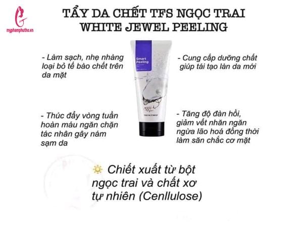 công dụng Tẩy tế bào da chết ngọc trai The Face Shop White Jewel Peeling Hàn Quốc