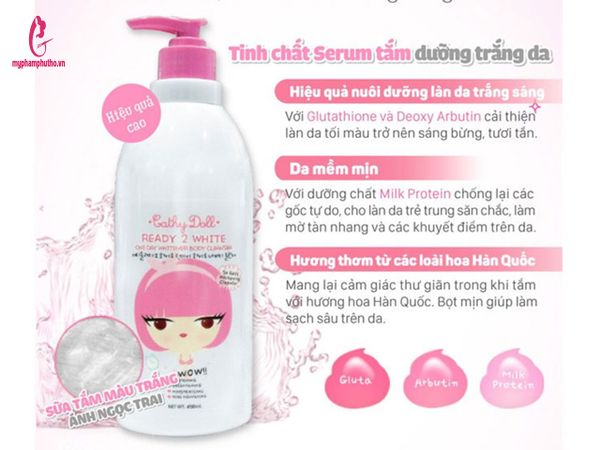 công dụng Sữa tắm trắng da Cathy Doll Ready 2 White One Day Whitener Body Cleanser