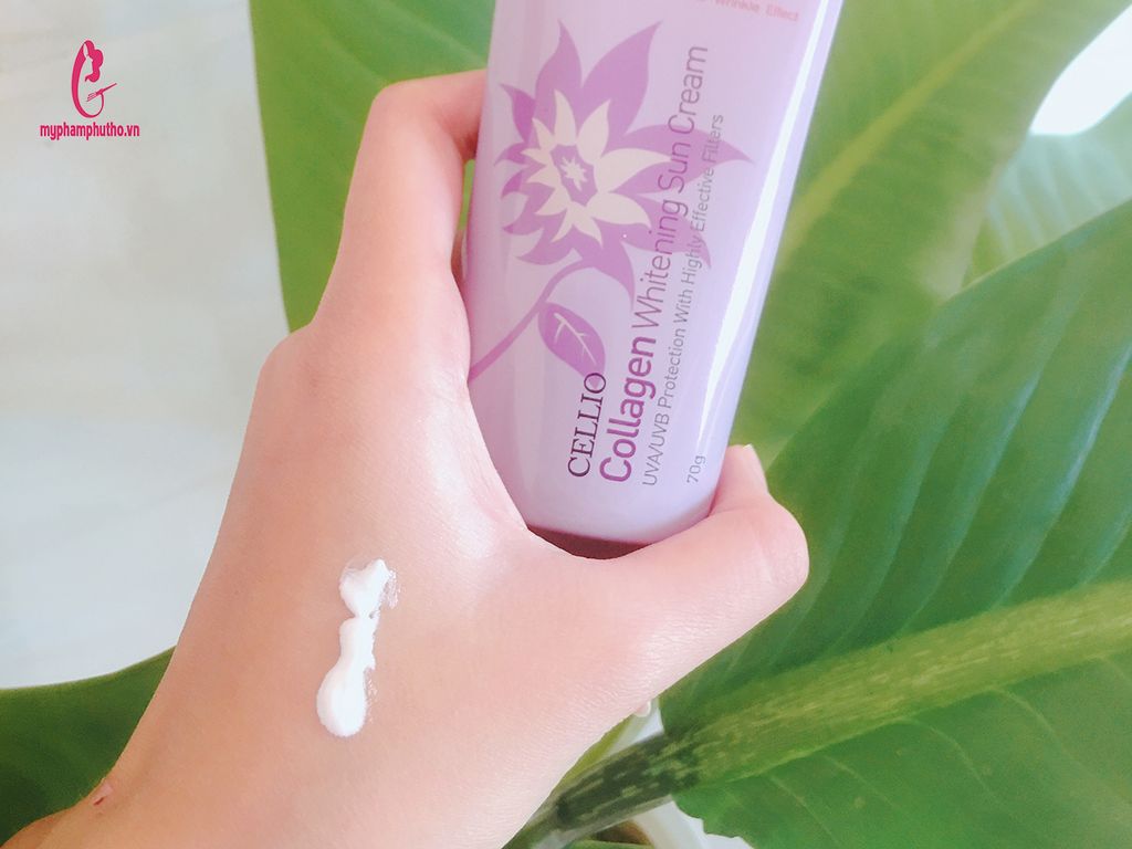 Kem chống nắng Cellio Collagen Whitening Sun Cream SPF50 PA+++ Màu Tím ...
