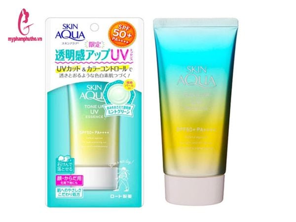 kem chống nắng Skin aqua màu xanh mint cho da dầu