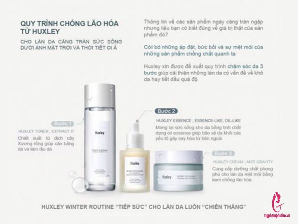 Bộ Dưỡng Ẩm Chống Lão Hóa Cao Cấp Huxley Antioxidant Trio Set ( màu vàng nhạt)