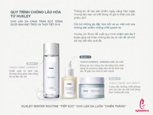 Bộ Dưỡng Ẩm Chống Lão Hóa Cao Cấp Huxley Antioxidant Trio Set ( màu vàng nhạt)