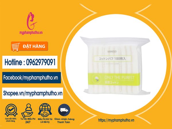 Bông tẩy trang Miniso Only The Purest 180 miếng Nhật Bản Mua ở Đâu
