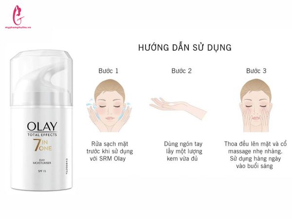 cách dùng Kem Dưỡng Ban Ngày Chống Lão Hóa Olay Total Effect 7 in 1