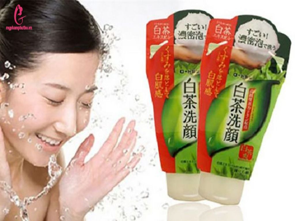 cách dùng Sữa rửa mặt trà xanh Rohto Shirochasou Green Tea Foam