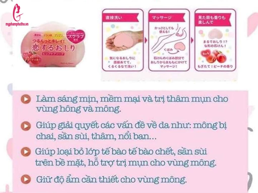 Cách dùng Xà bông trị thâm mông Pelican Hip Care Soap Nhật Bản