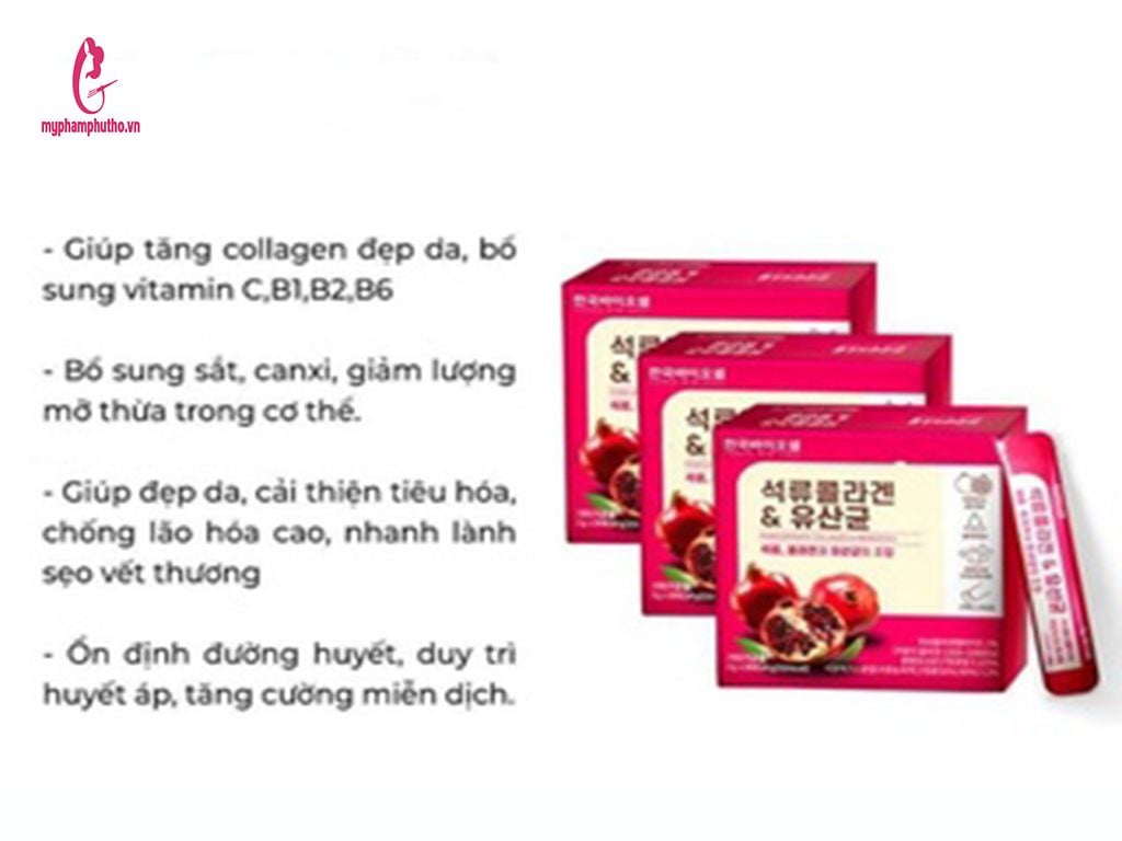 Công dụng Bột Collagen Lựu Đỏ Hàn Quố