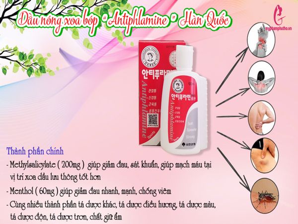 công dụng Dầu nóng xoa bóp Antiphalamine Hàn Quốc