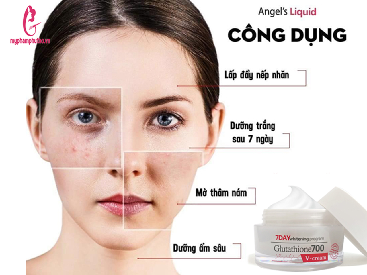 Kem Dưỡng Trắng Da 7 Day Whitening Program Glutathione 700 V-Cream –