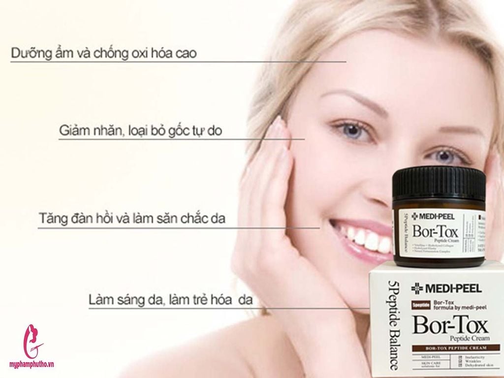 công dụng  Kem Dưỡng Căng Bóng da Medi - Peel Bor-Tox Peptide Cream