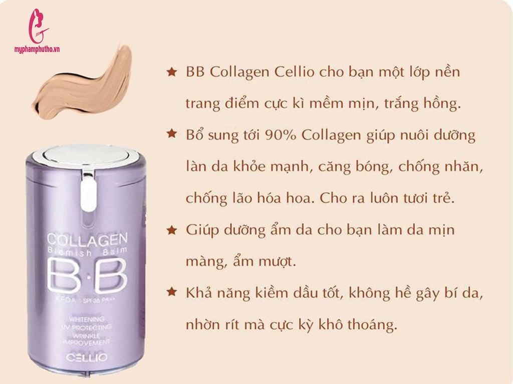 công dụng Kem nền BB Cellio Collagen Blemish Balm