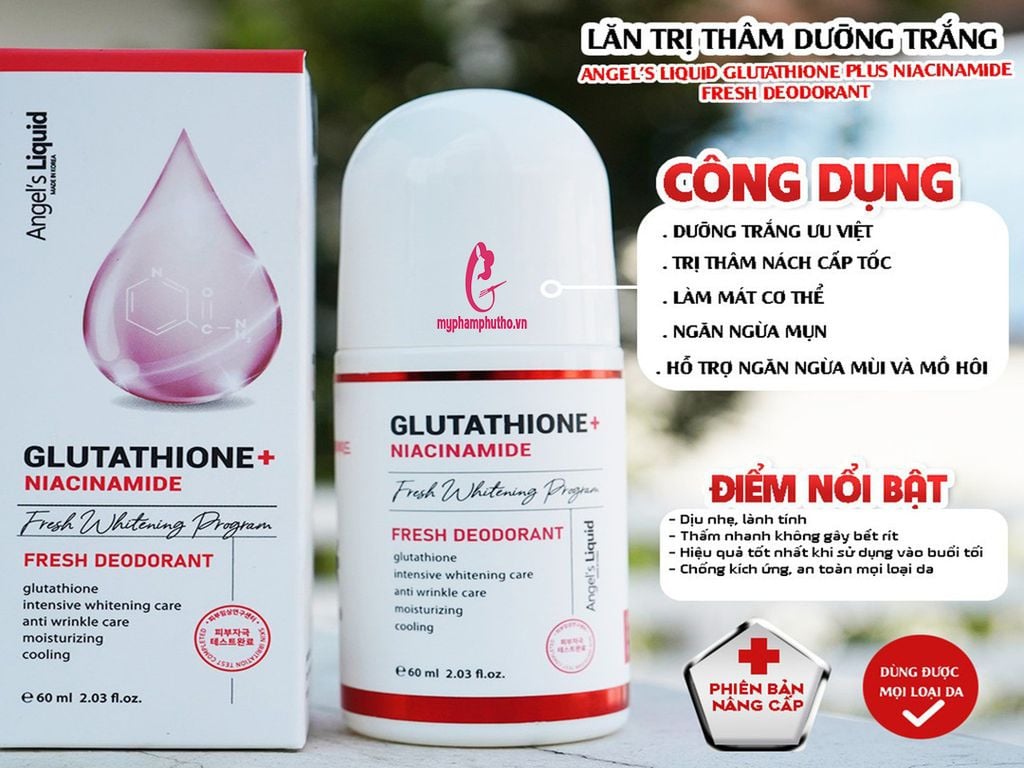 công dụng Lăn khử mùi Glutathione Fresh Up Whitening Angel’s Liquid