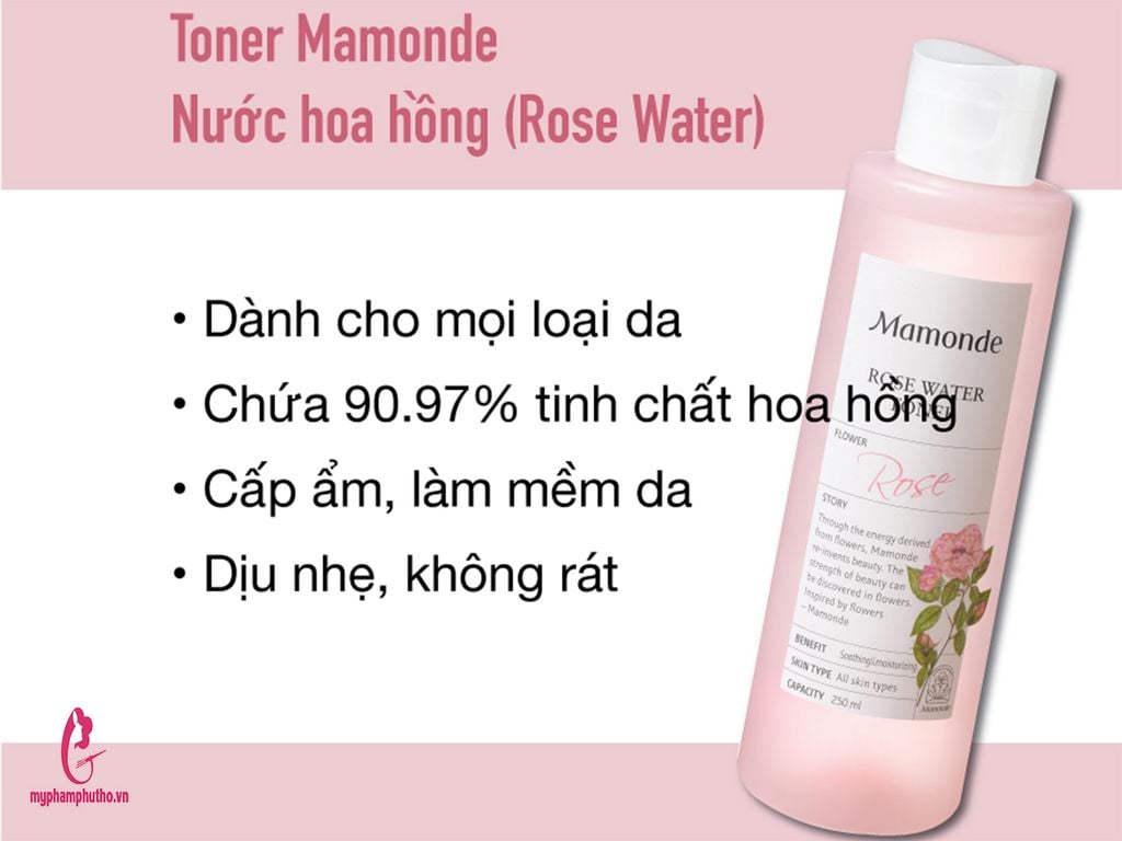 công dụng Nước Hoa Hồng Mamonde Rose water Toner