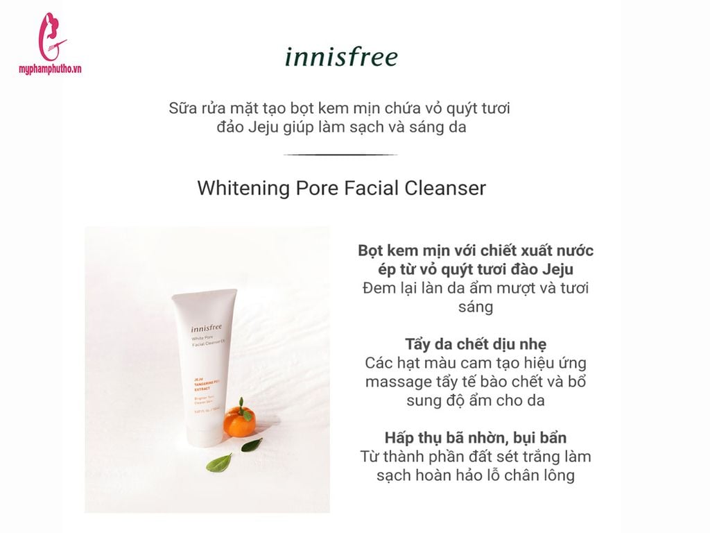 công dụng Sữa Rửa Mặt Innisfree White Pore Facial Cleanser